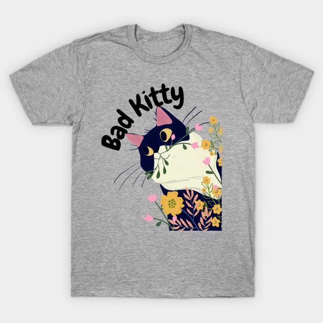 Bad Kitty In Flower Garden by Natalie C. Designs 